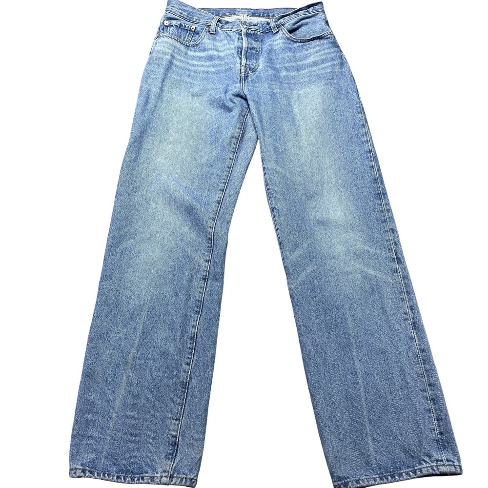 Levis 501 Jeans Mens 28x32 Blue Light Wash Straight Leg Denim Pants Premium
